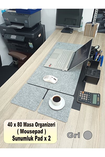 Self Power 40x80 cm Gri Keçe çalışma Masası Düzenleyici, Organizer, Mousepad