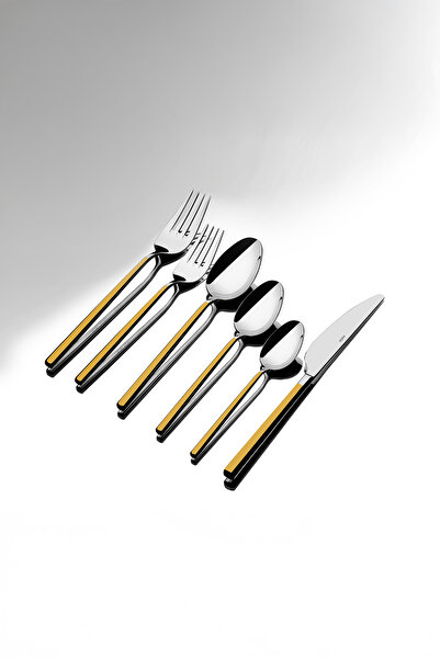 Nehir Gloria Gold Satin 72 Piece Cutlery Set for 12 People