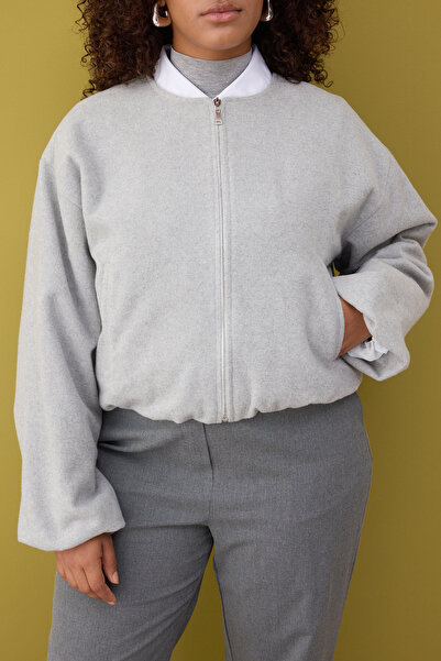 Trendyol Collection Μπουφάν μπουφάν με κασκόλ μεγάλου μεγέθους Mink Regular TWOAW26AW00022