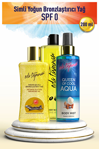 Eda Taşpınar Yoğun Işıltılı Bronzlaştırıcı Yağ SPF0 200ml -Aqua Body Mist&Coco Duşjel