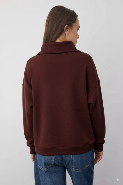 Trendyol Collection Wardrobe Essentials – Brown Polo Neck Knitted Sweatshirt |   Twoaw26Sw000410
