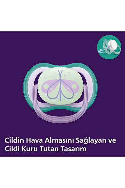 Philips Avent Ultra Air Night Karanlıkta Parlar Gece Emziği 0-6 ay Kız SCF376/19