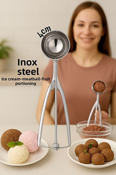 Transformacion Inox 4 cm Ice Cream Spoon - Watermelon Cookie Meatball Halva Portioning 722039