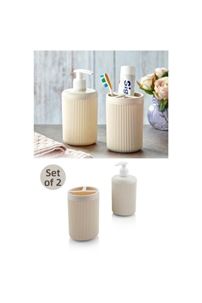NY HOME 2-Piece Soap Dish Bathroom Set Cream