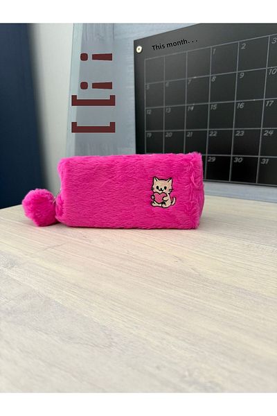 Çanta Trend Plush Pen Holder with Cat Pattern