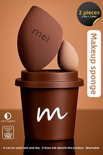mei إسفنجة مكياج كريم أساس غير ماصة كوب قهوة سبونج صحي فالنوت 1 برو 1 ميني