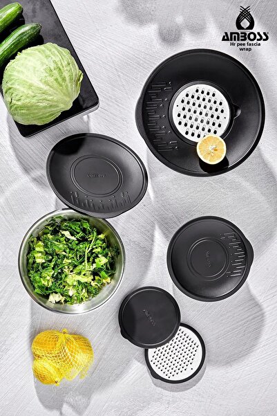 Amboss Satin 9 Piece Stainless Steel Mixing Bowl Set - Black