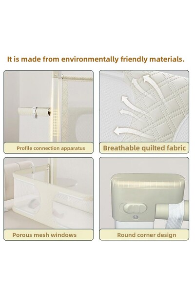 Hoffie 3in1 Folding Baby Safety Barrier, Bed Top Baby Cradle, Protective Sleeping Together, Open and Close