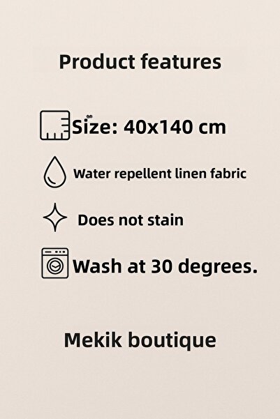 MEKİK BUTİK Gingham Liquid Repellent Linen Runner - 40X140 cm