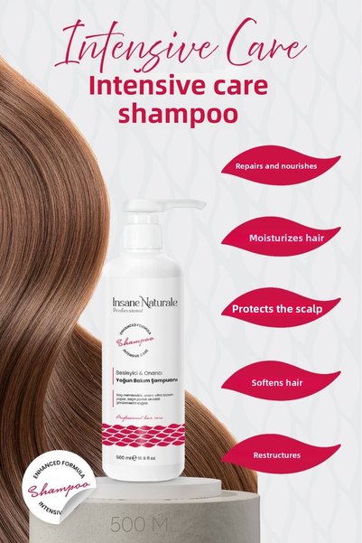 Insane Naturale Intensive Care Shampoo with Keratin and Natural Oils for Damaged Hair 500 ml