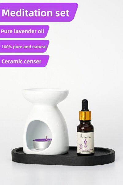 LaLoven Meditation Duo |   Lavender Oil 20 ml and Plain White Censer + 1 Teal...