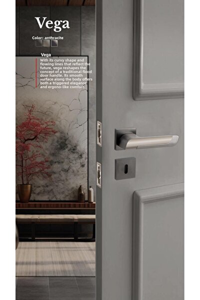 alastore Vega (cu blocare pentru toaletă) - Mâner pentru ușă de cameră cu roz...