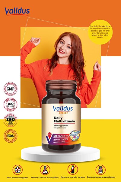 Validus دعم الطاقة اليومي - فيتامينات متعددة يومية - مغنيسيوم - د3 - ك2 - فيتامين سي