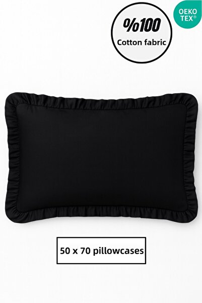 Joyrose غطاء وسادة مكشكش من القطن بنسبة 100% مقاس 50 × 70 سم بسحاب مخفي حديث