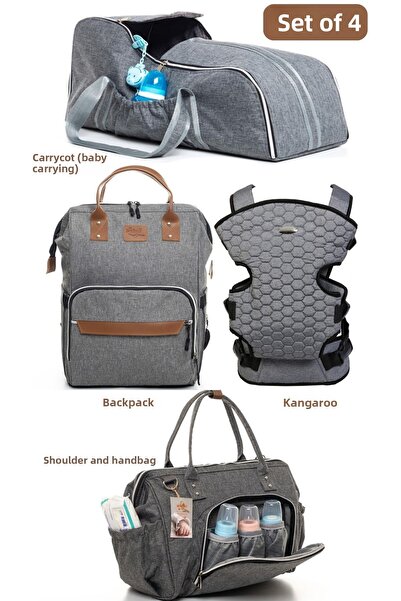 Sahra Stain Resistant Waterproof Mother Baby Care Backpack with Thermal Compartment Smoke-grey