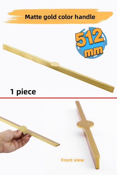 Badem10 Saral 512mm 51.2cm Striped Gold Golden Metal Handle Furniture Drawer Kitchen Cabinet Wardrobe Door Handles