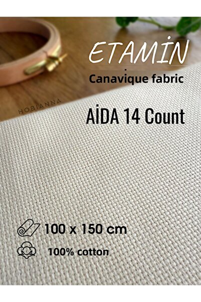 Hobianna Țesătură pentru punct de cruce Etamine Aida 14 Count - 100x150cm