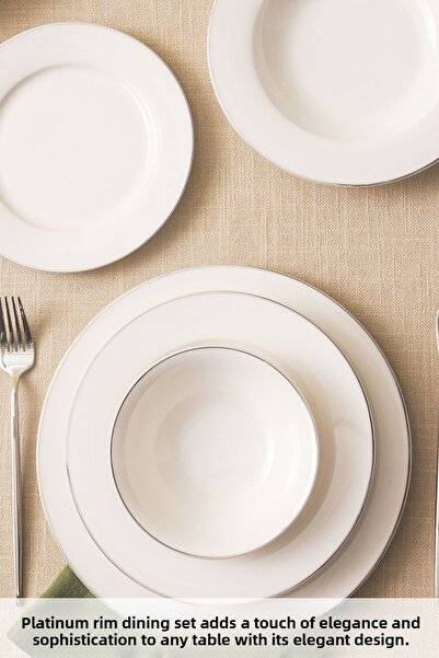 Karaca Elegance Bone Lexi Set de veselă 53 piese pentru 12 persoane Platinum