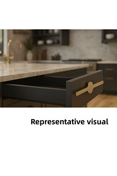 Badem10 Saral Striped Matte Gold Metal Handle 160 mm 16 cm Furniture Drawer Kitchen Cabinet Wardrobe Door Handles