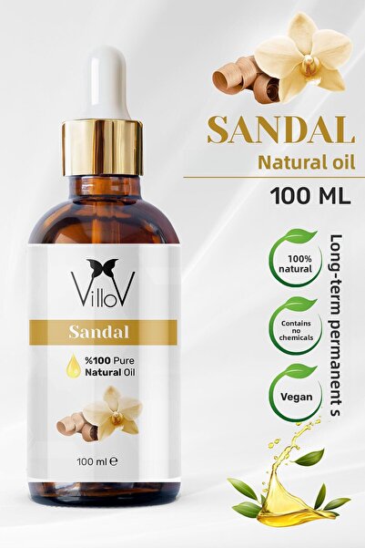 Villov زيت خشب الصندل العطري النقي والطبيعي 100% معالج بالضغط البارد 100 مل