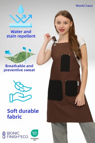 Monki Haus مريلة مقاومة للبقع للمقهى، وباريستا، ومصفف الشعر، والمطبخ، والشيف، والشيف، والرسام، وبائع الزهور