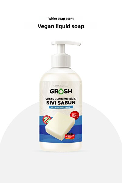 Grosh سائل تنظيف اليدين والوجه النباتي المعطر بالصابون الأبيض - 500 مل