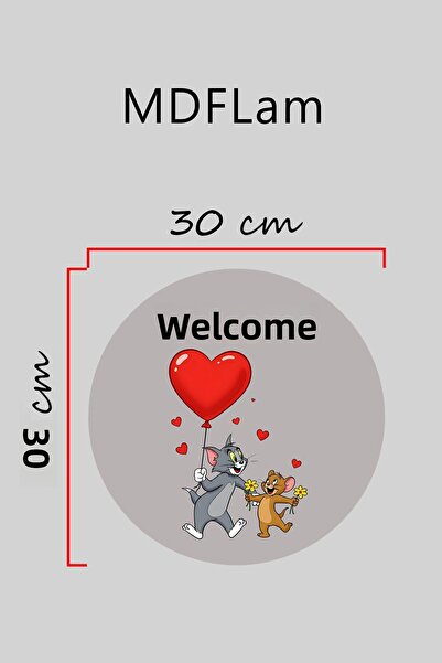Dormot Digital Print Gray, Standard, Heart-Shaped Tom and Jerry Themed, Door Ornament, Wall Ornament