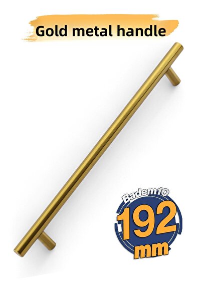 Badem10 Alteta Gold 192 mm 19,2 cm Mâner pentru mobilier din metal auriu Mâner pentru sertar de bucătărie, dulap, ușă dulapului