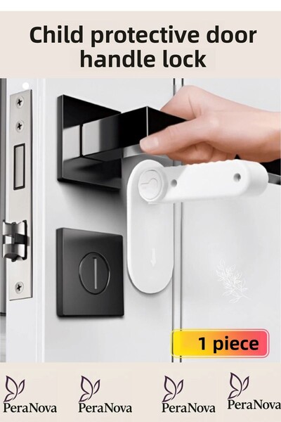 PeraNova Premium 180 Degree Rotatable Buttoned Baby Child Protective Door Handle Lock - 1 Piece