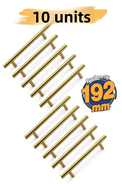 Badem10 Alteta Gold Gold 10 bucăți 192 mm mâner metalic pentru mobilier, mâne...