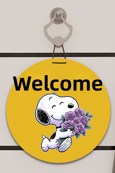 Dormot Imprimare digitală galbenă, standard, tematică de bun venit Snopy, orn...