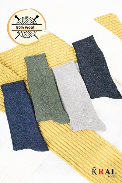 Kral 4-пакет зимни термо чорапи от тънък трикотаж, вълна от агнешка вълна