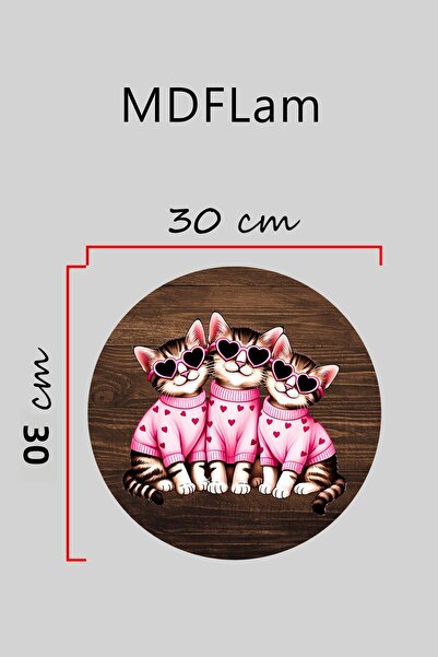 Dormot Digital Print Wooden, Standard, Pink Cats Themed, Door Ornament, Wall Ornament