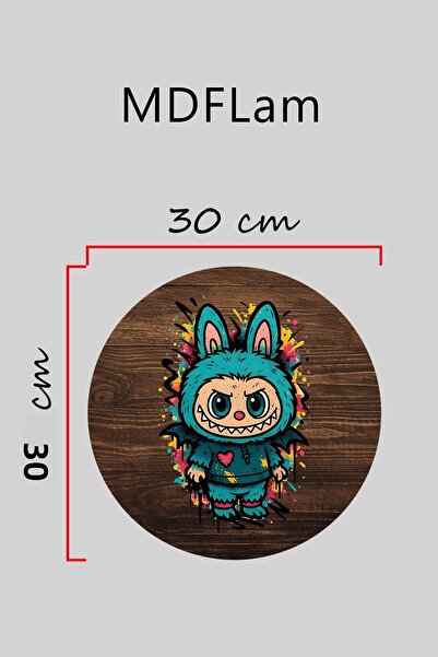 Dormot Digital Printing Wooden, Standard, Colorful Labubu Themed, Door Ornament, Wall Ornament