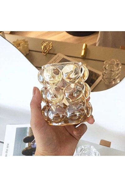 YNSK Set de 2 vaze/pahare decorative din sticlă cu bule