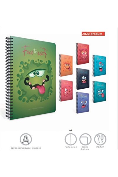 Gıpta 80 Sheets A4 Face To Face Spiral Cardboard Cover Lined Notebook 4244