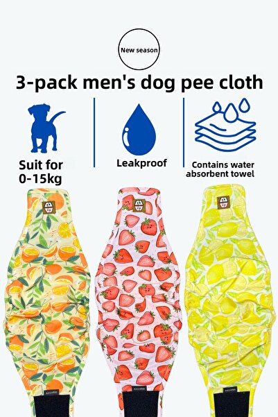 salya store Patterned Men's Dog Pee Diapers - Men's Dog Panties 3-Piece Advantageous Package Waterproof and Washable