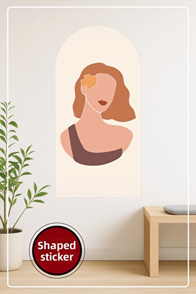 KOSS Dijital Διακοσμητικό αυτοκόλλητο τοίχου σε σχήμα οβάλ με μίνιμαλ γυναικε...