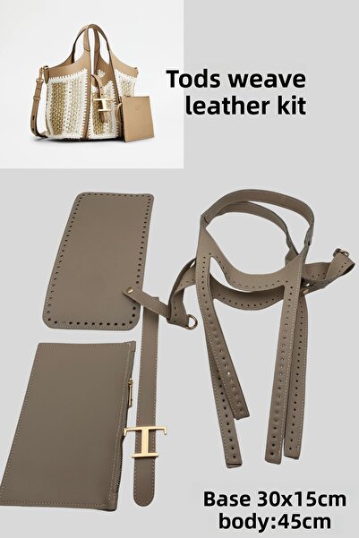 BD fold yarn Kit de genți Tods Kit de tricotat din piele Culoare bej Set de 4 genți cu portofel cu cataramă fără șnur