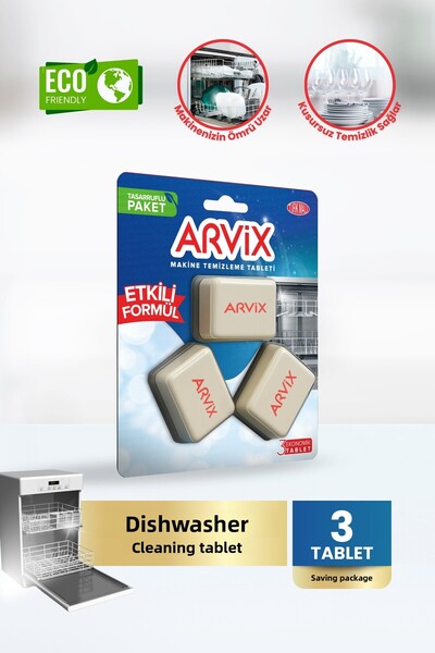 arvix أقراص تنظيف غسالة الأطباق، عبوة من 3 قطع