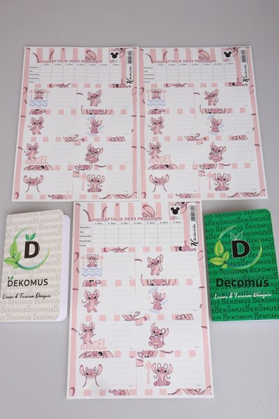 Stitch Dekomus Notebook and New Season Licensed 24-Piece School Labels, Pack of 2