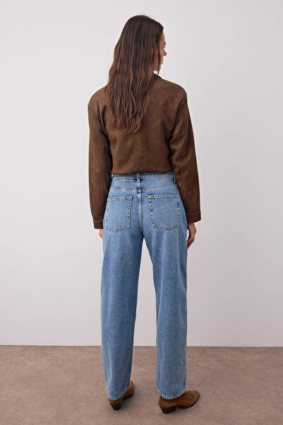 Trendyol Collection Mavi Yüksek Bel Loose Baggy Jeans TWOAW26JE00188