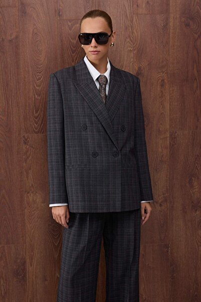 Trendyol Collection Anthracite Blazer Jacket Twoaw26Bc00022
