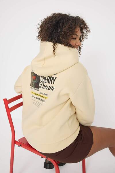 Trendyol Curve Φούτερ με στάμπα με πέτρα, μεγάλο μέγεθος/φαρδύ κούφιο μέγεθος με φλις εσωτερικά TBBAW26AO00015