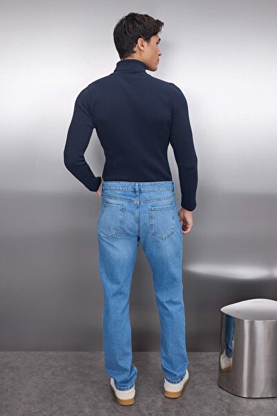 Trendyol Collection Μπλε 100% βαμβακερό τζιν ίσια εφαρμογή TMNAW23JE00011