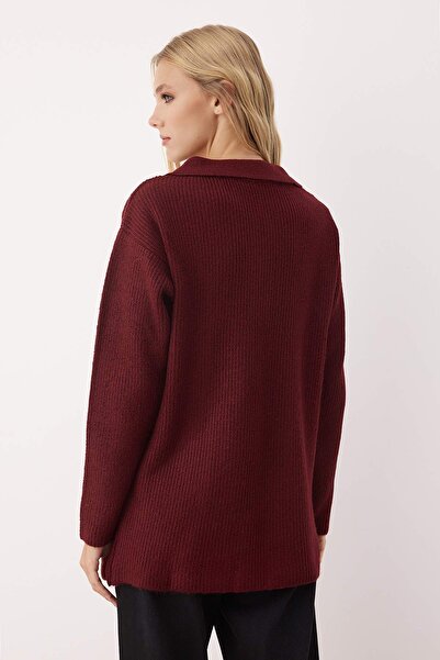 Trendyol Modest Burgundy Polo Neck Thessaloniki Knit Sweater TCTAW26AK00009