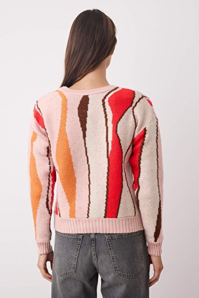 Trendyol Collection Pink Soft Textured Color Block Knitwear Sweater Twoaw26Kz00173