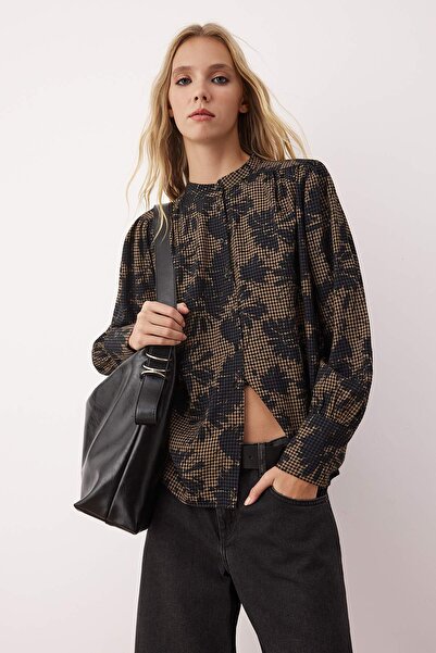 Trendyol Collection Multicolored Floral Pattern Oversize/Wide Fit Boho Shirt Twoaw26Go00037 Twoaw26Go00037