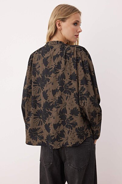 Trendyol Collection Multicolored Floral Pattern Oversize/Wide Fit Boho Shirt Twoaw26Go00037 Twoaw26Go00037