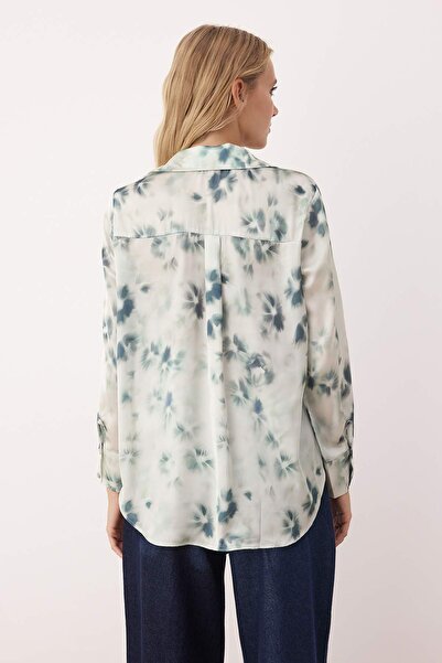 Trendyol Collection Зелена сорочка з квітковим принтом TWOAW26GO00087